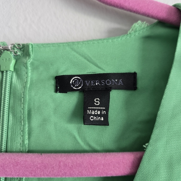 Versona Green Floral Textured Dress S - Picture 2 of 8